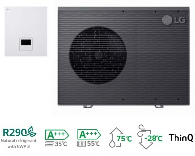 Gaisa-ūdens siltumsūknis LG R290 monobloks 9kw 380–415V