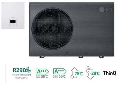 Gaisa-ūdens siltumsūknis LG R290 monobloks 12kw 380–415V