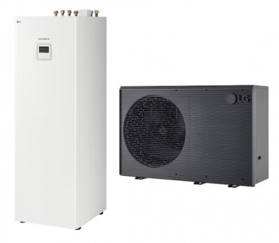 Gaisa-ūdens siltumsūknis LG R290 monobloks + iekšējais modulis ar integrētu karstā ūdens tvertni 16kw 380–415V